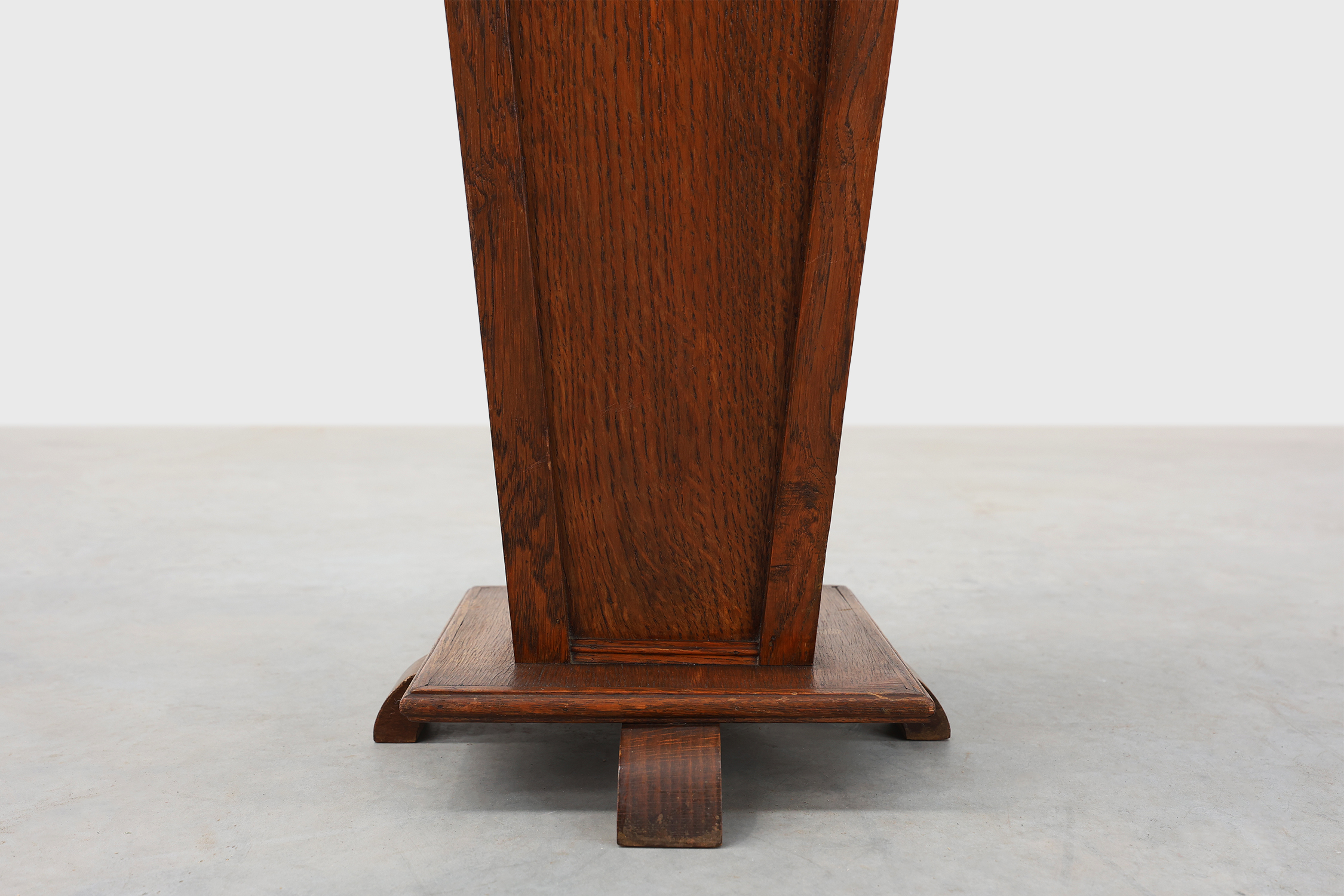 French Art Deco Solid Oak Pedestal or Plant Stand, Display Column, ca 1925thumbnail